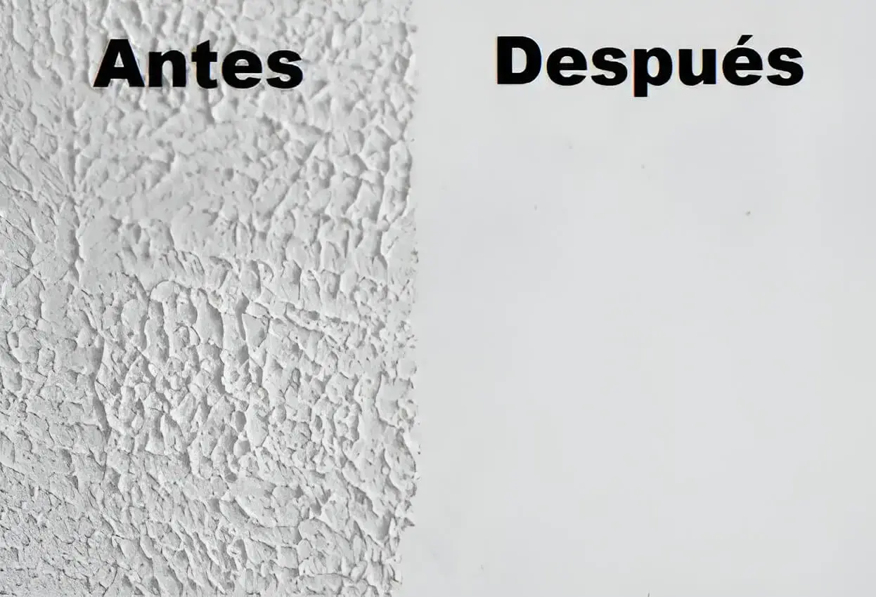Antes y después de quitar gotelé en pared, trabajo de Los Pintores Tarragona